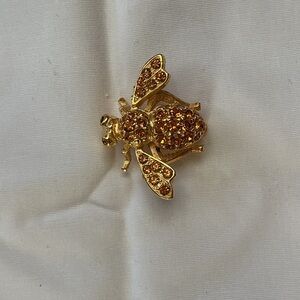 Joan Rivers Gold-Tone Bee Brooch with Amber Stones and Black Eyes